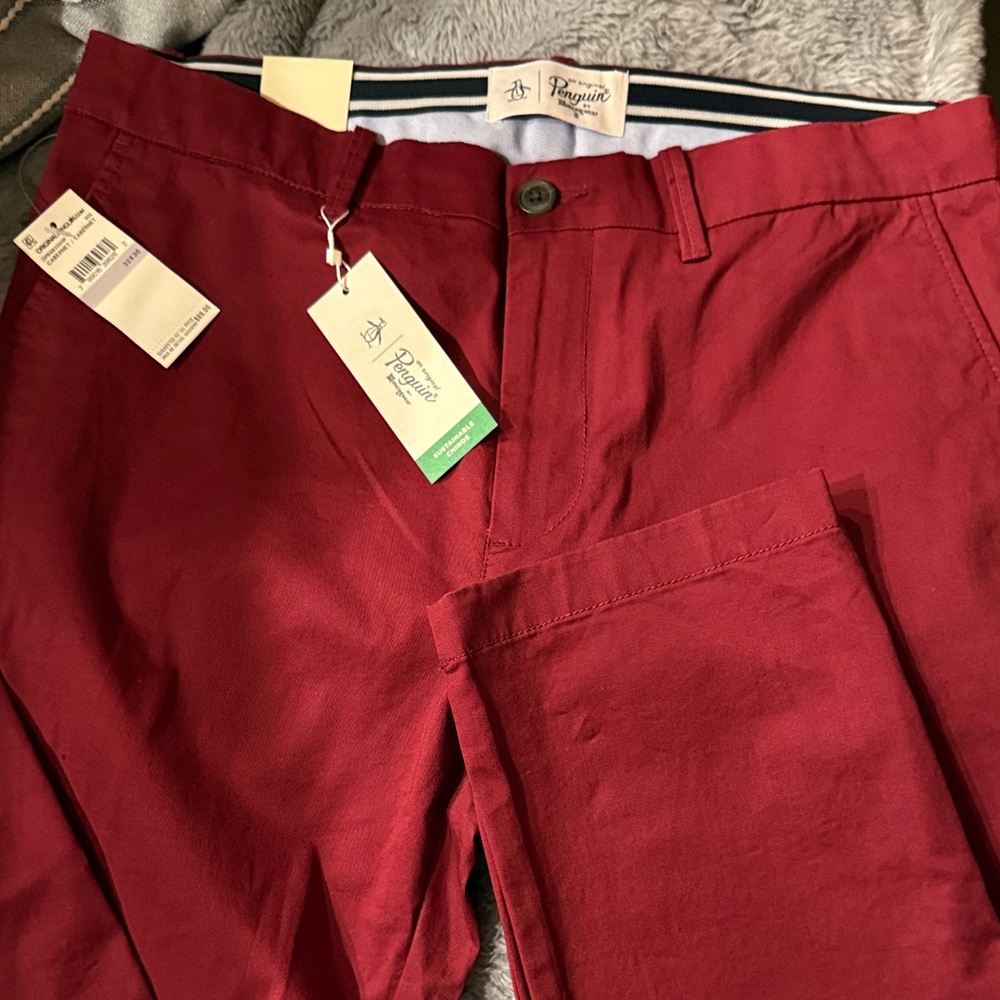 Original Penguin Men's Burgundy Chinos